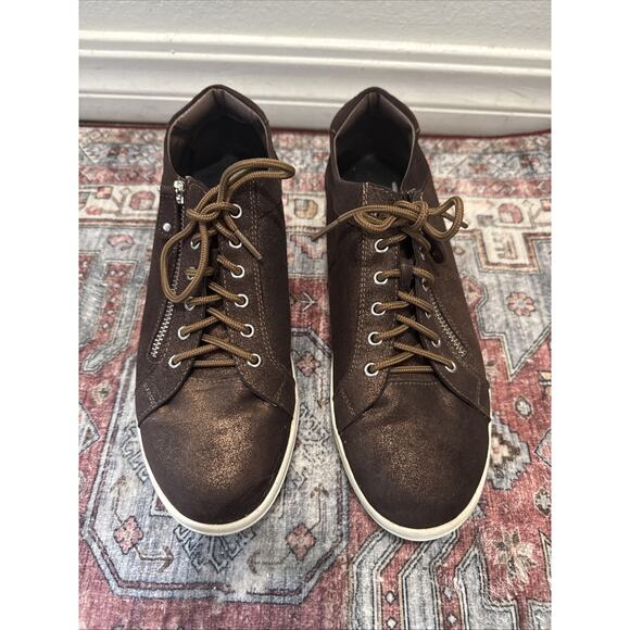 Gravity Defyer Shoes - Gravity Defyer Women's Leather Zipper Shoes Size 9 M Metallic Brown